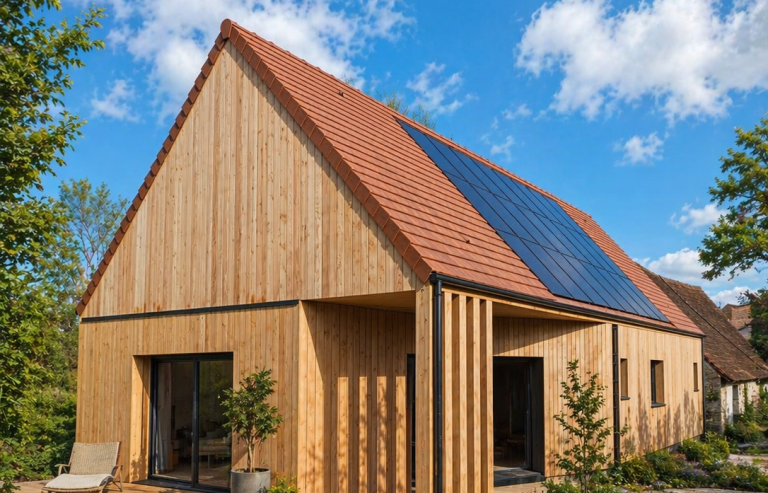 Maison avec une terrasse bois Une petite maison en ossature bois